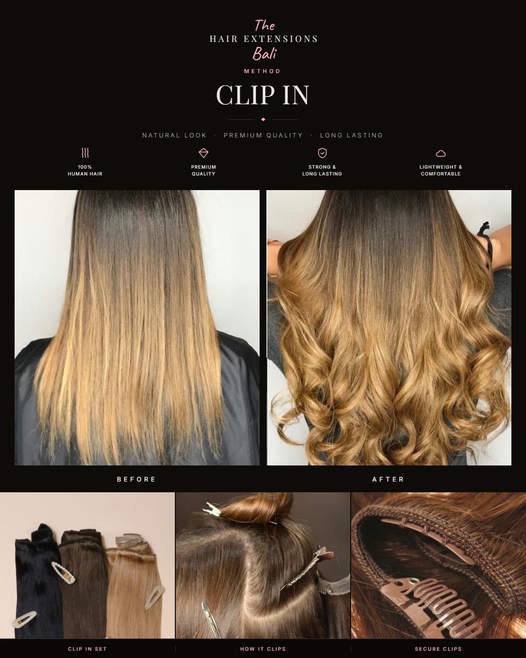 Clip-In — before and after with product detail