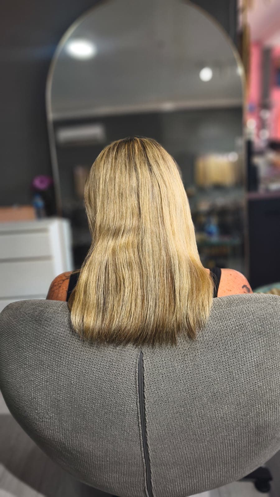 Client before — blonde hair to the shoulders