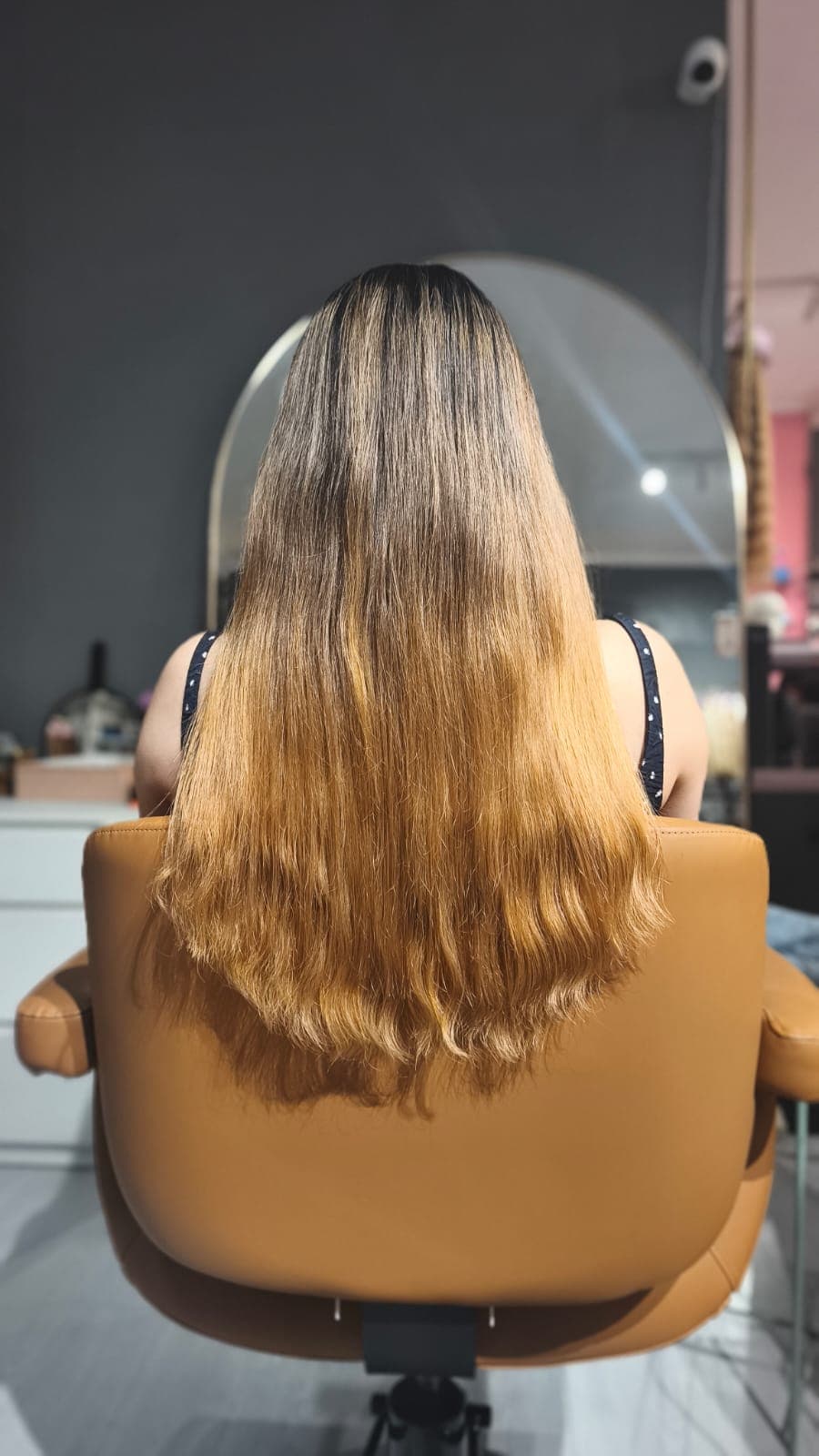Same client after — fuller ombre length with soft waves through the ends, Keratin Bond premium 50 g