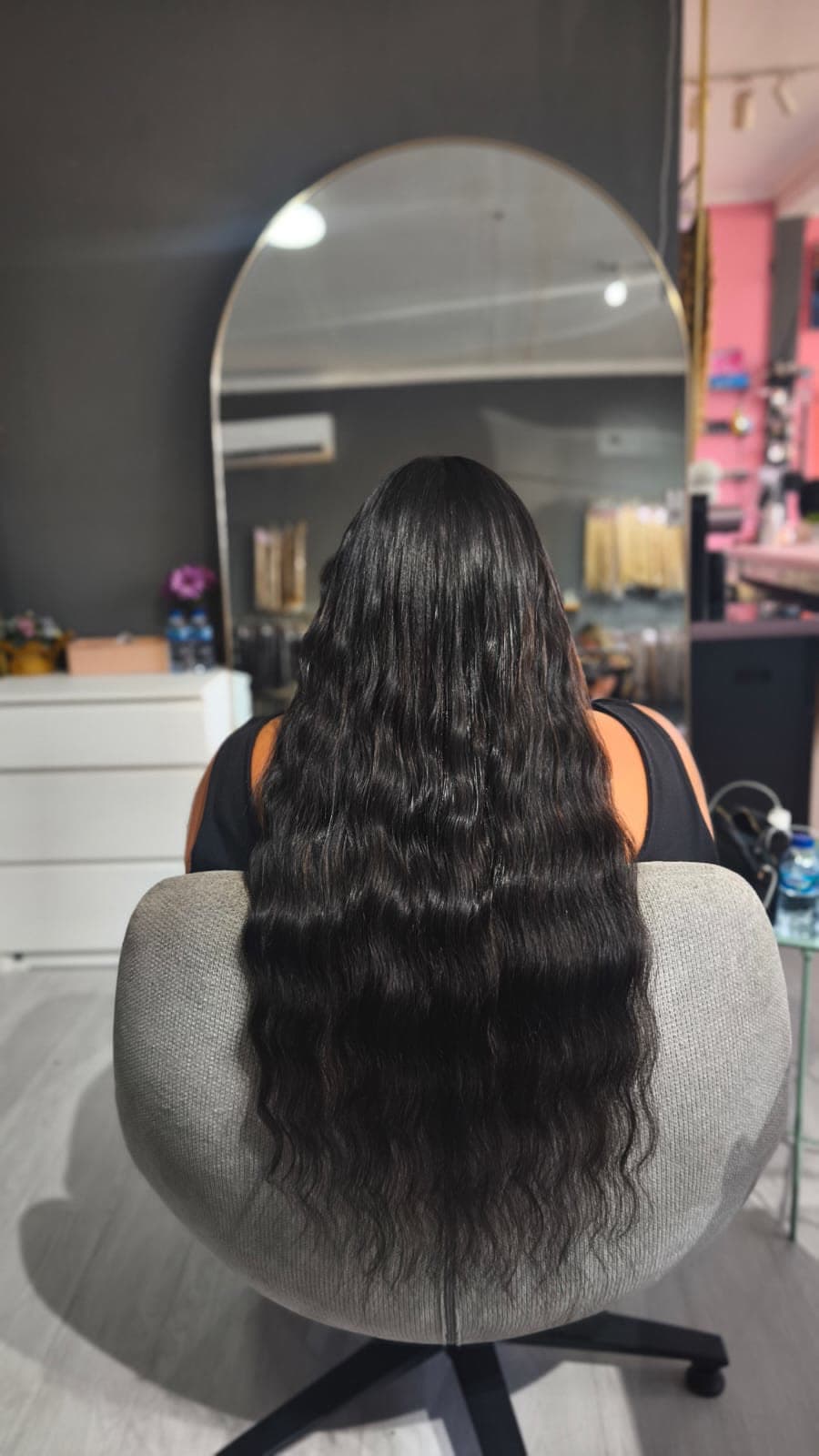 Same client after — long dark waves, Nano Ring 150 g