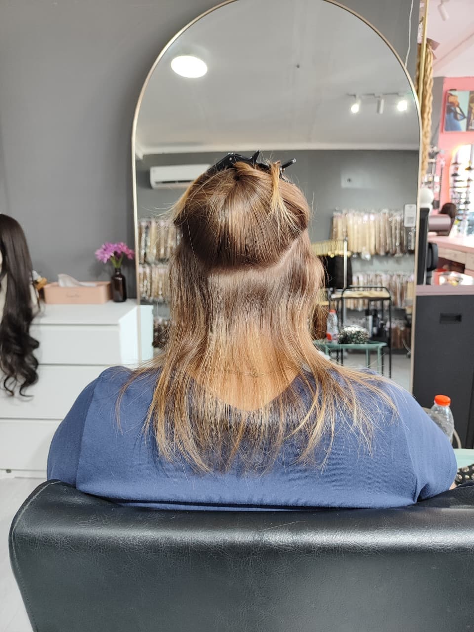 Client before — blonde hair to the shoulders