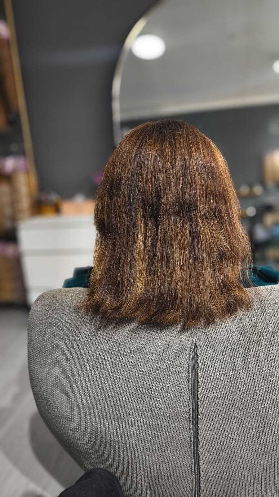 Client before — brown bob