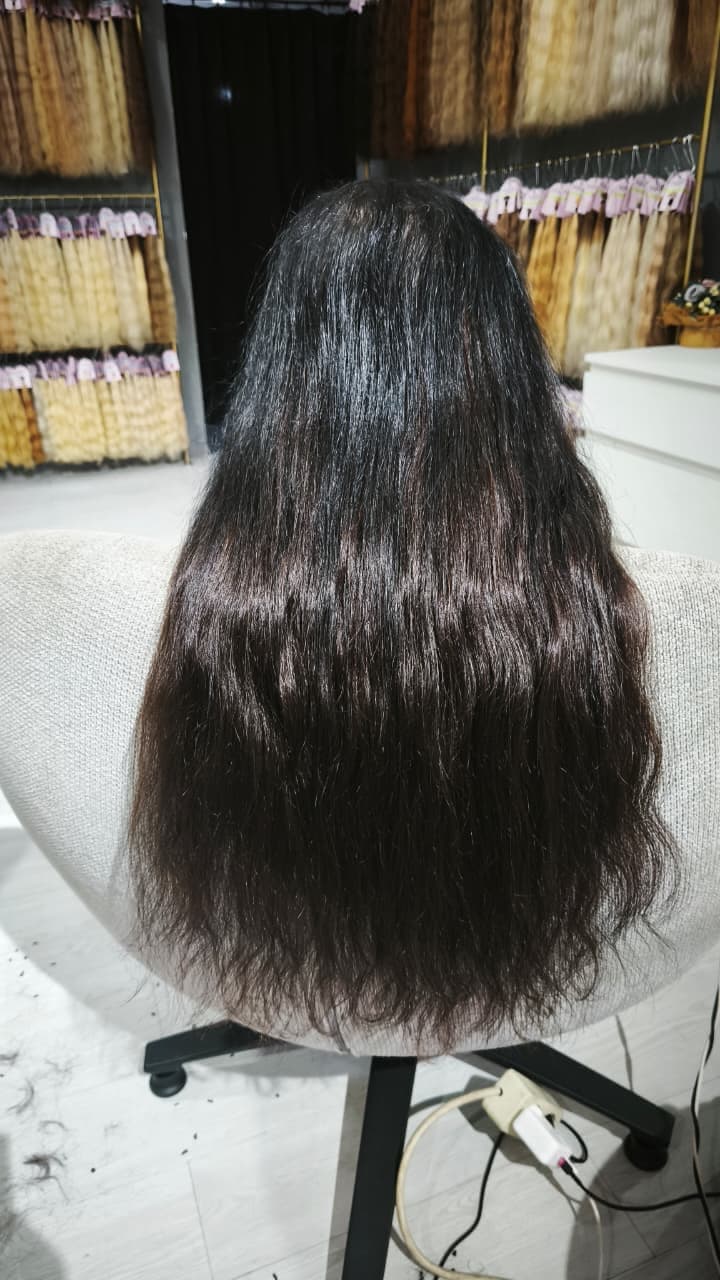 Same client after — long, full dark extensions