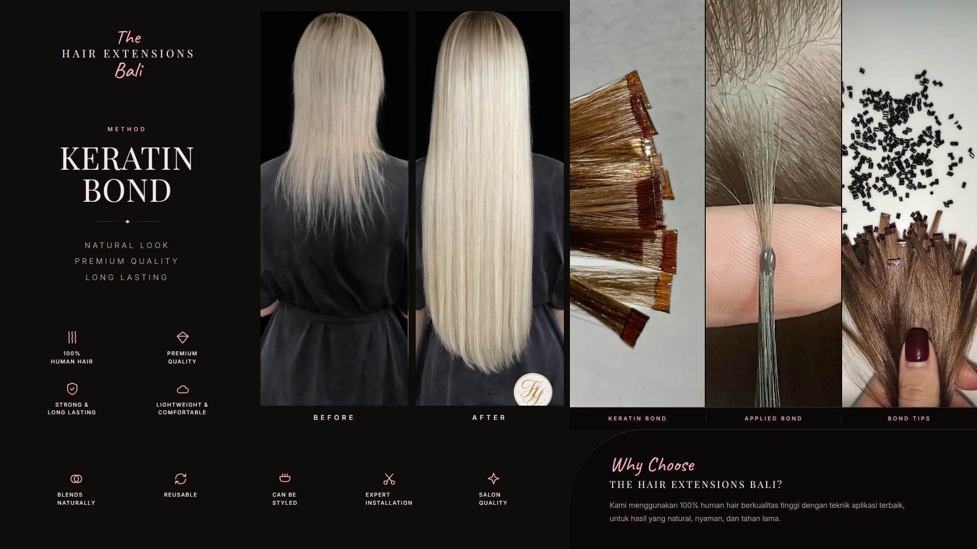 Keratin Bond — before and after with product detail