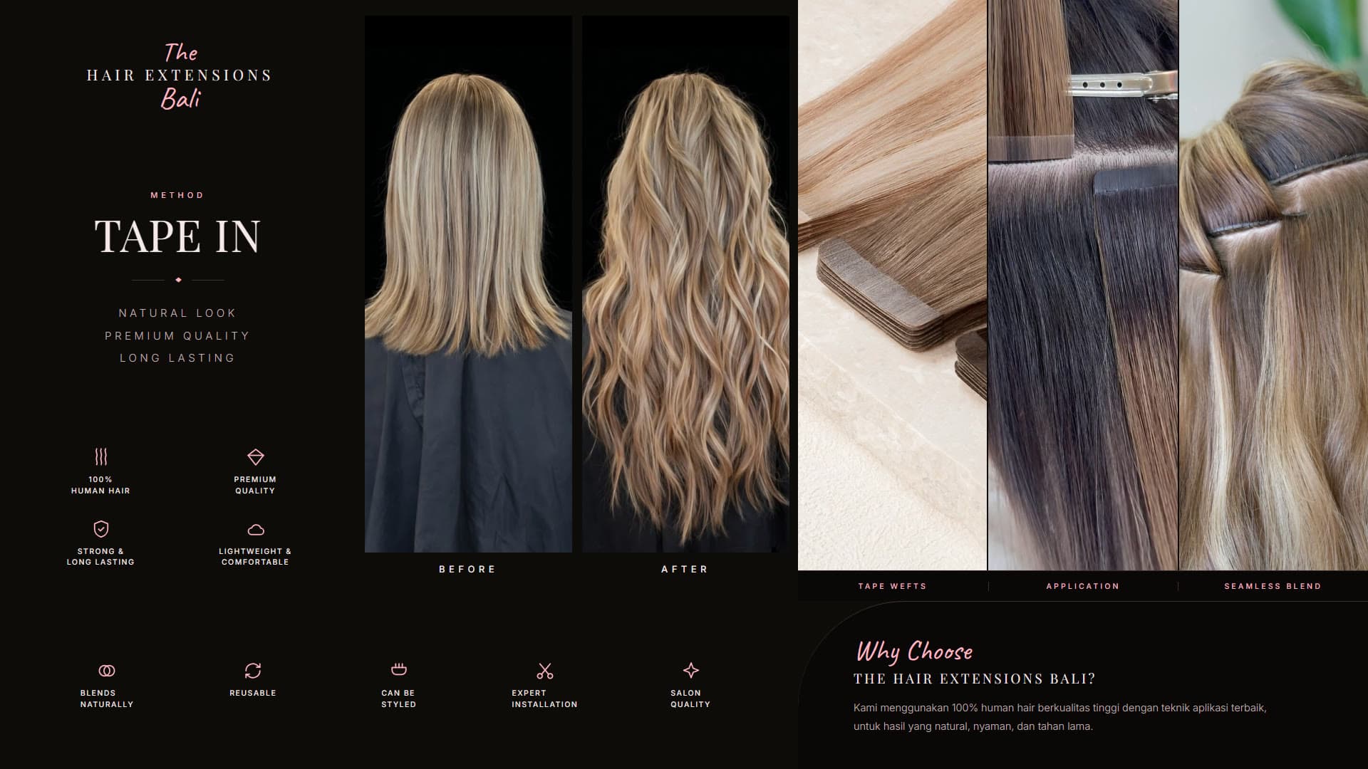Tape-In — before and after with product detail