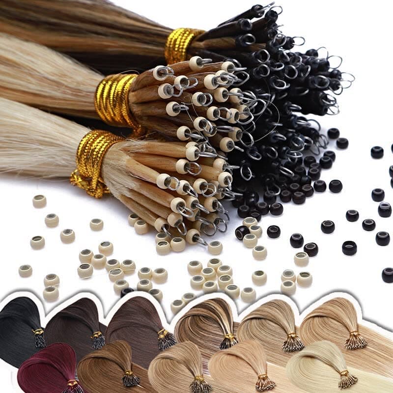 Nano Ring beads and tipped strands across the full shade range